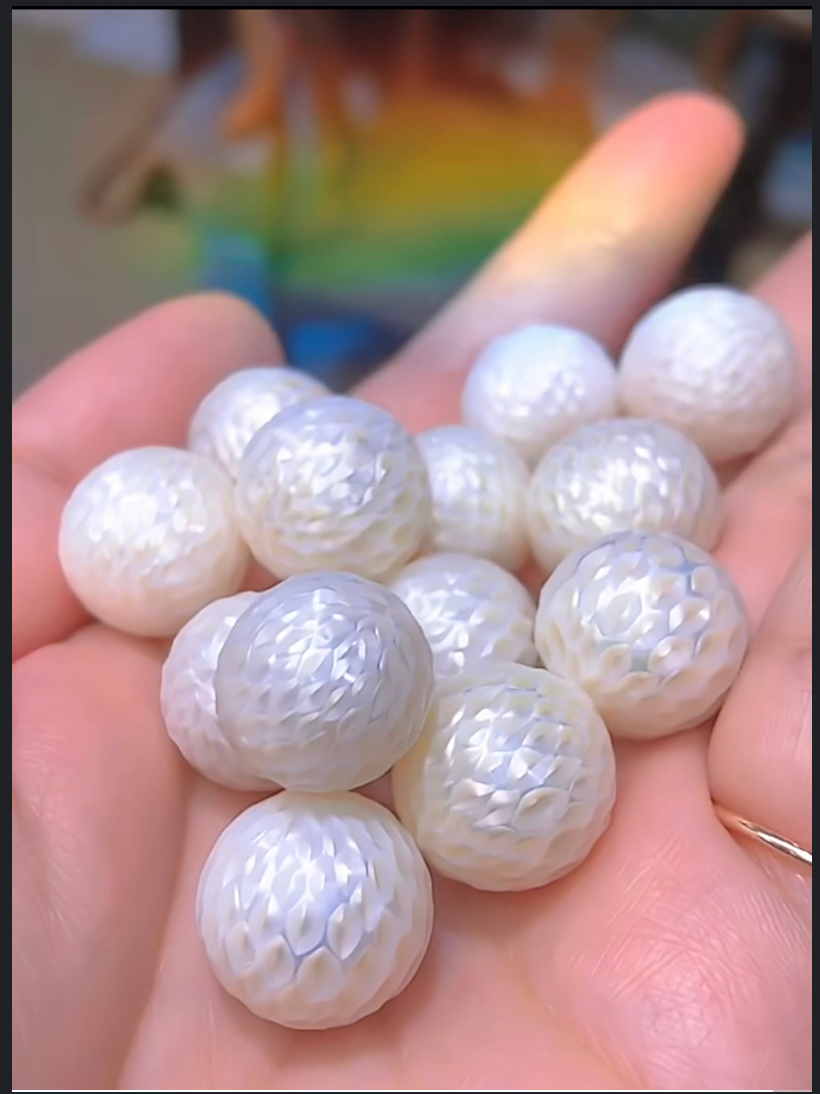 Dragon scale(Disco ball) Over 15mm carved Real pearl