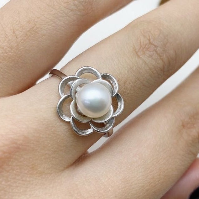 【17】S 925 Ring Set ( Pearl Size : 8 mm )