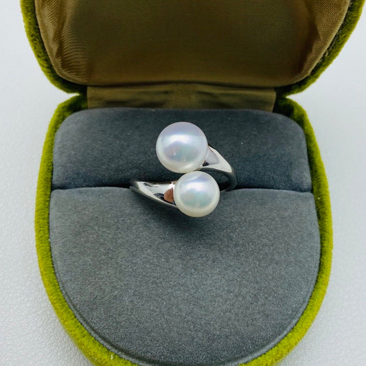 【08】S 925 Ring Set  ( Pearl Size : 8-9 mm  )