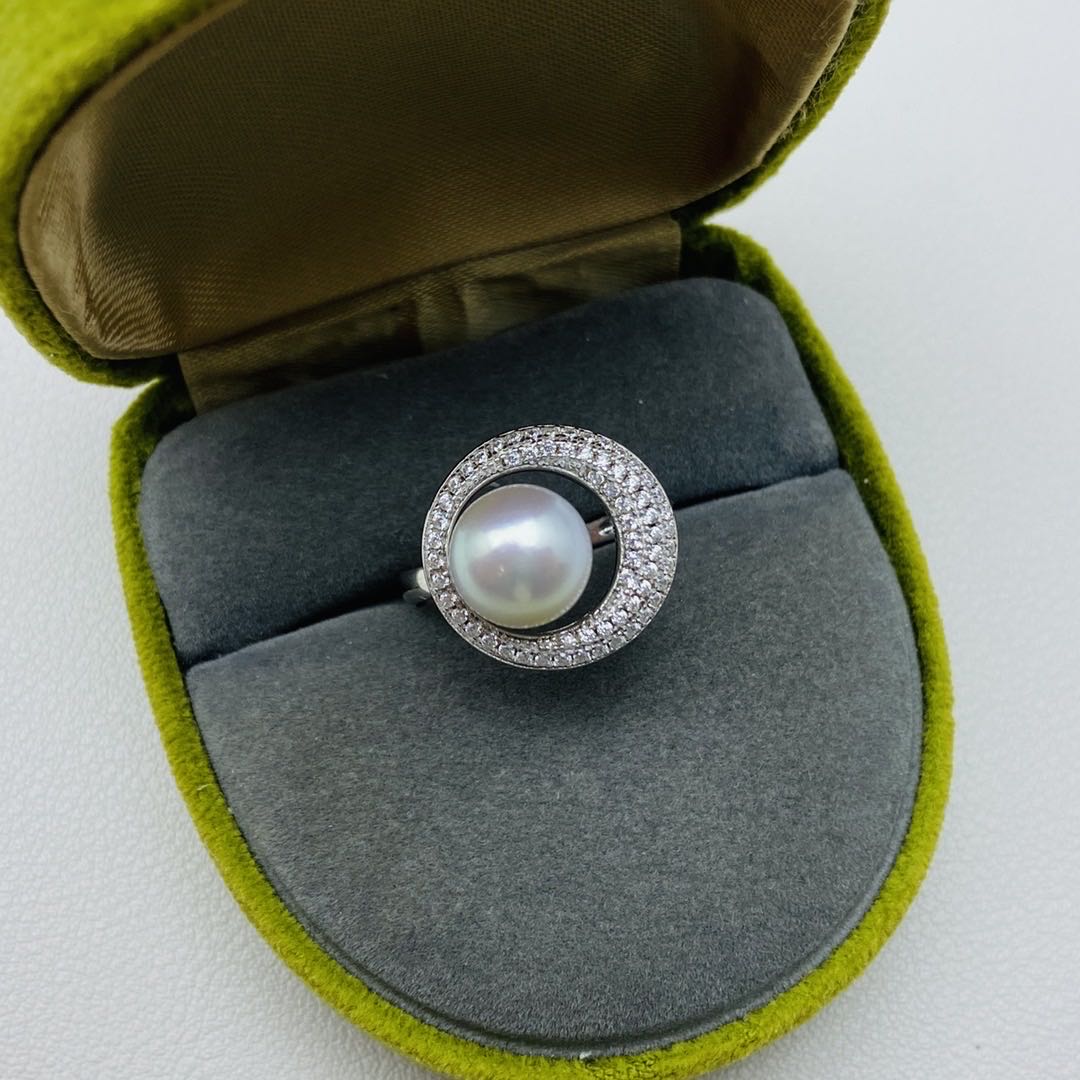 【09】S 925 Ring Set  ( Pearl Size : 8 mm  )