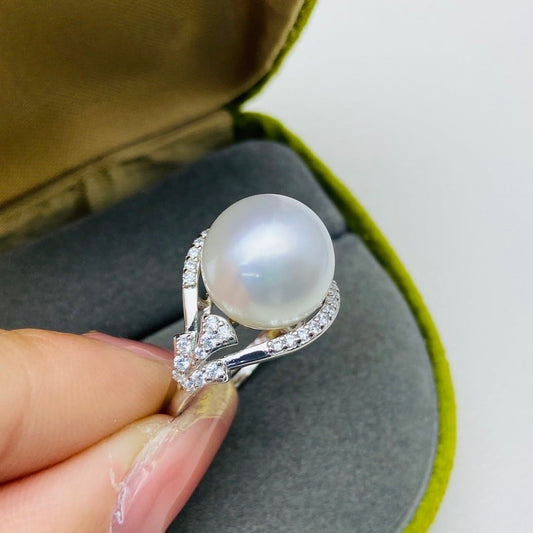 【10】S 925 Ring Set  ( Pearl Size : 12 mm  )