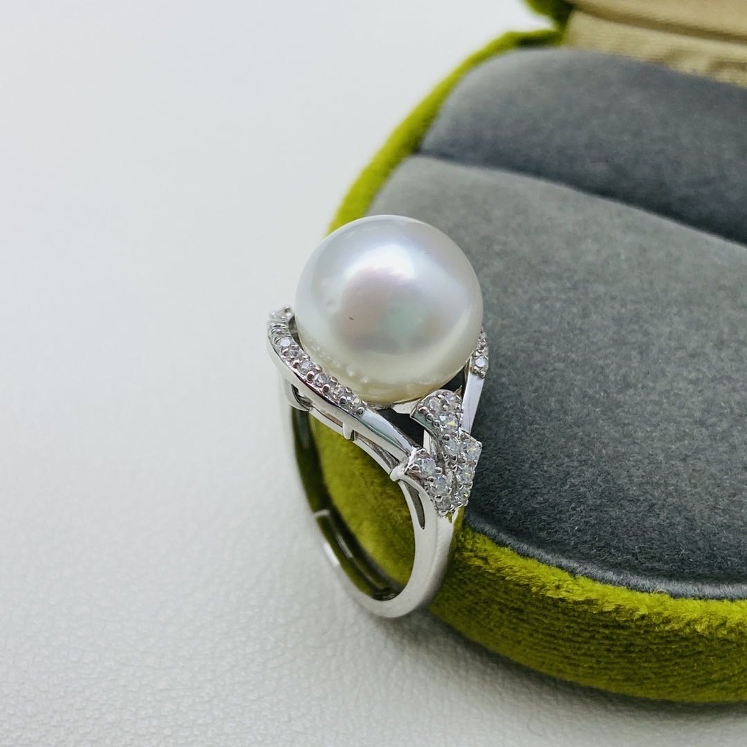 【10】S 925 Ring Set  ( Pearl Size : 12 mm  )