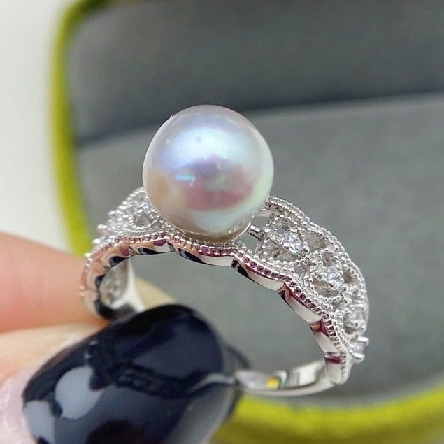 【11】S 925 Ring Set  ( Pearl Size : 8-9 mm  )