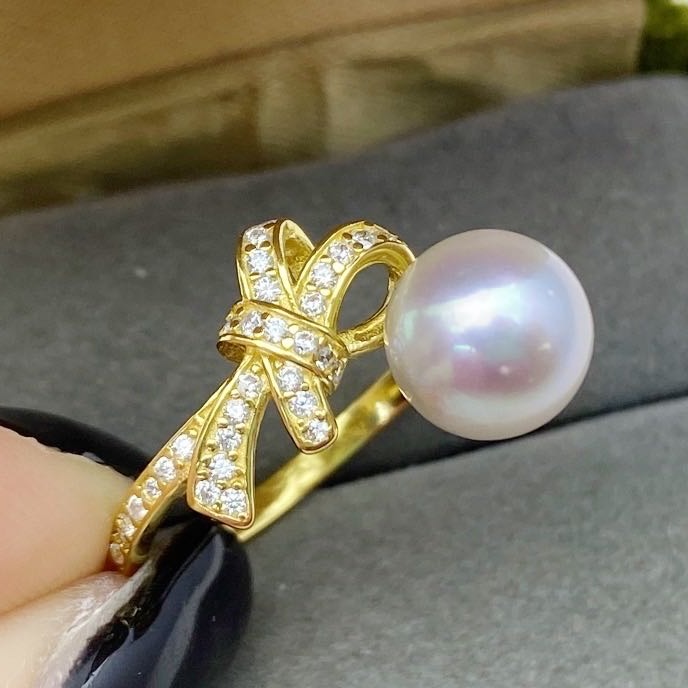 【12】S 925 Ring Set  ( Pearl Size : 8-9 mm  )