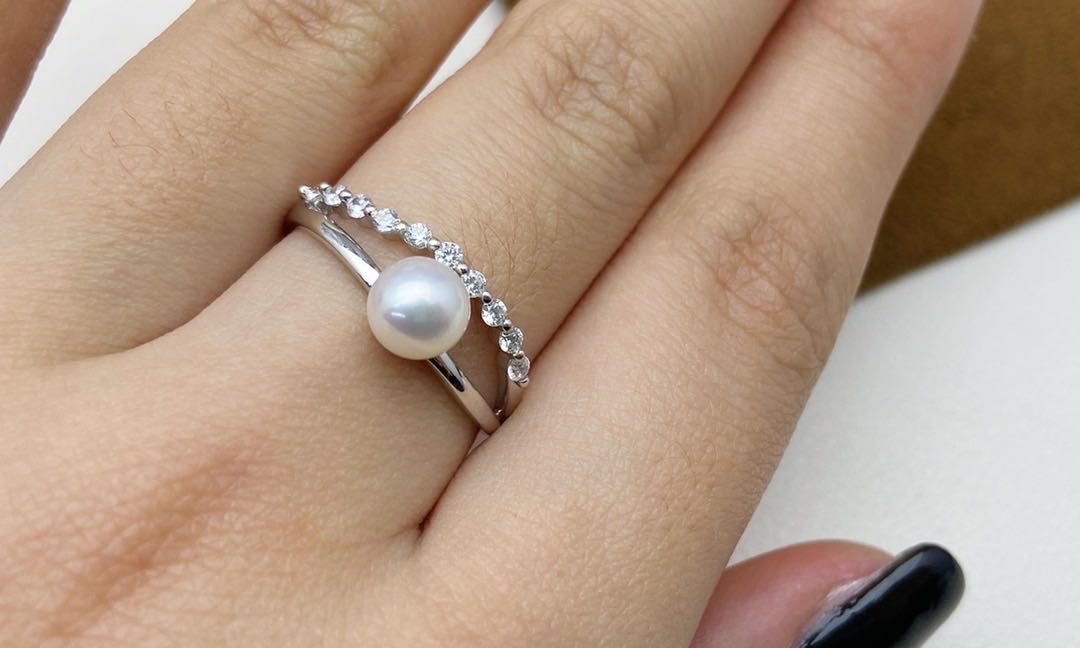 【13】S 925 Ring Set  ( Pearl Size : 8 mm  )