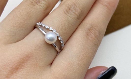 【13】S 925 Ring Set  ( Pearl Size : 8 mm  )