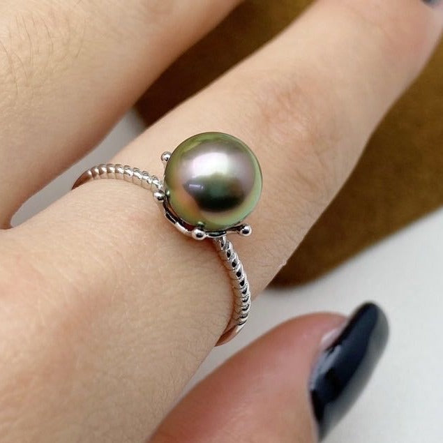 【15】S 925 Ring Set  ( Pearl Size : 9 mm  )
