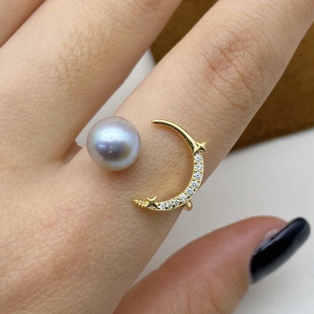 【16】S 925 Ring Set  ( Pearl Size : 8 mm  )