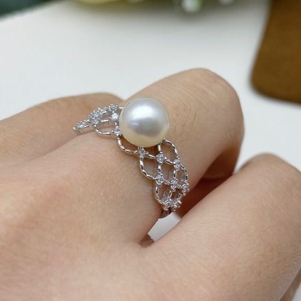 【19】S 925 Ring Setting  ( Pearl Size : 7-8 mm  )