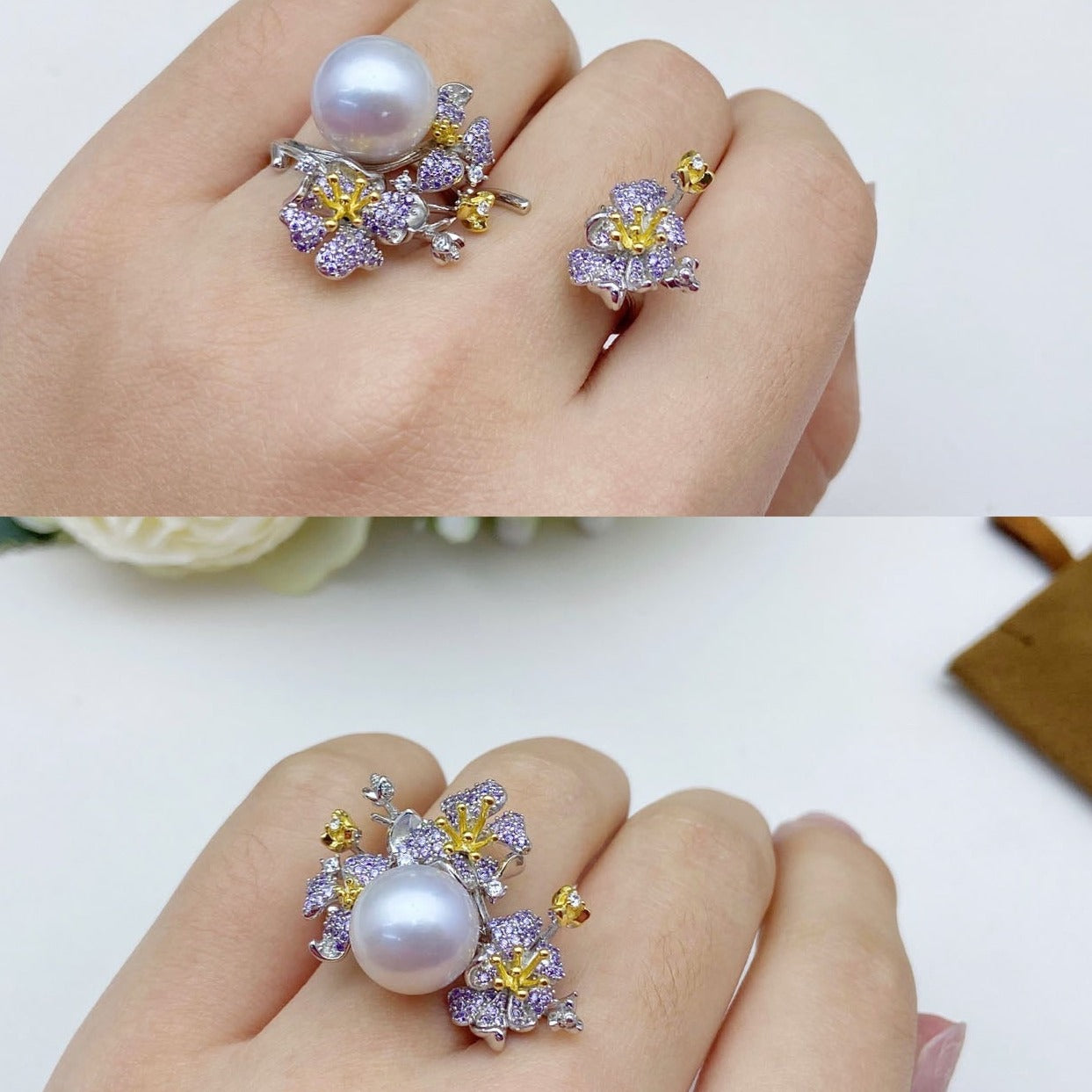 【21】S 925 Ring Setting  ( Pearl Size : 11-12 mm  )