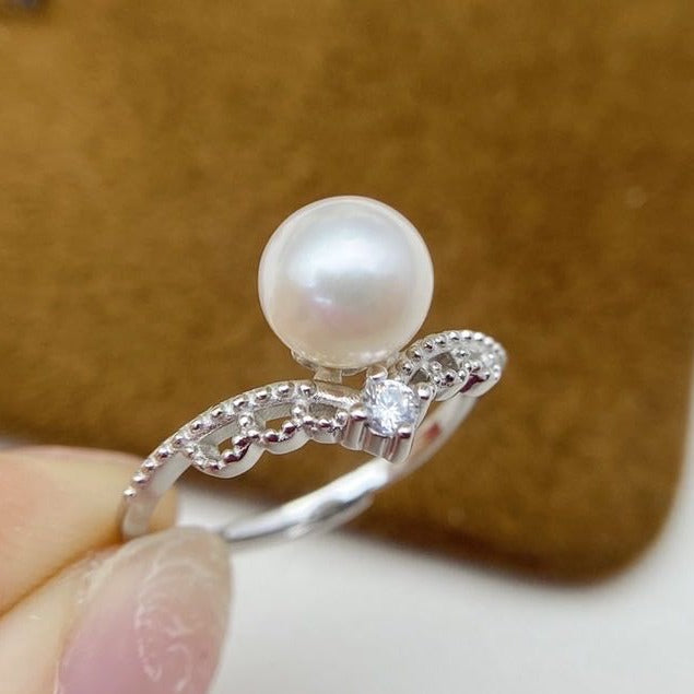 【25】S 925 Ring Setting  ( Pearl Size : 8-9 mm  )
