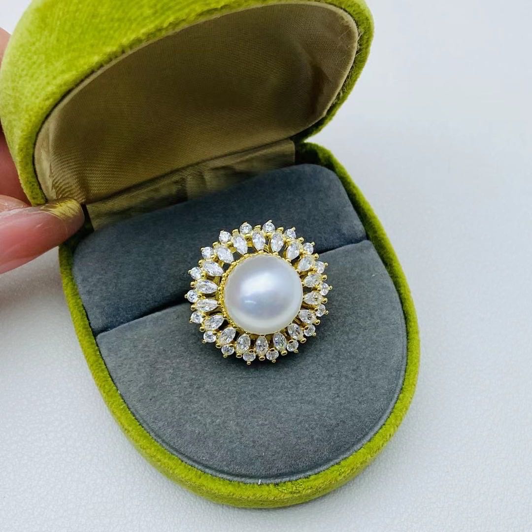 【05】S 925 Ring Set  ( Pearl Size : 12 mm  )