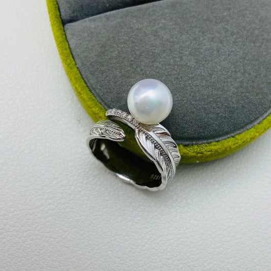 【01】S 925 Ring Set  ( Pearl Size : 8 mm  )